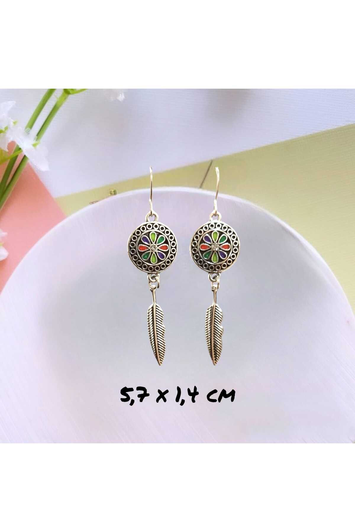 Tüylü Etnik Tribal Boho Küpe