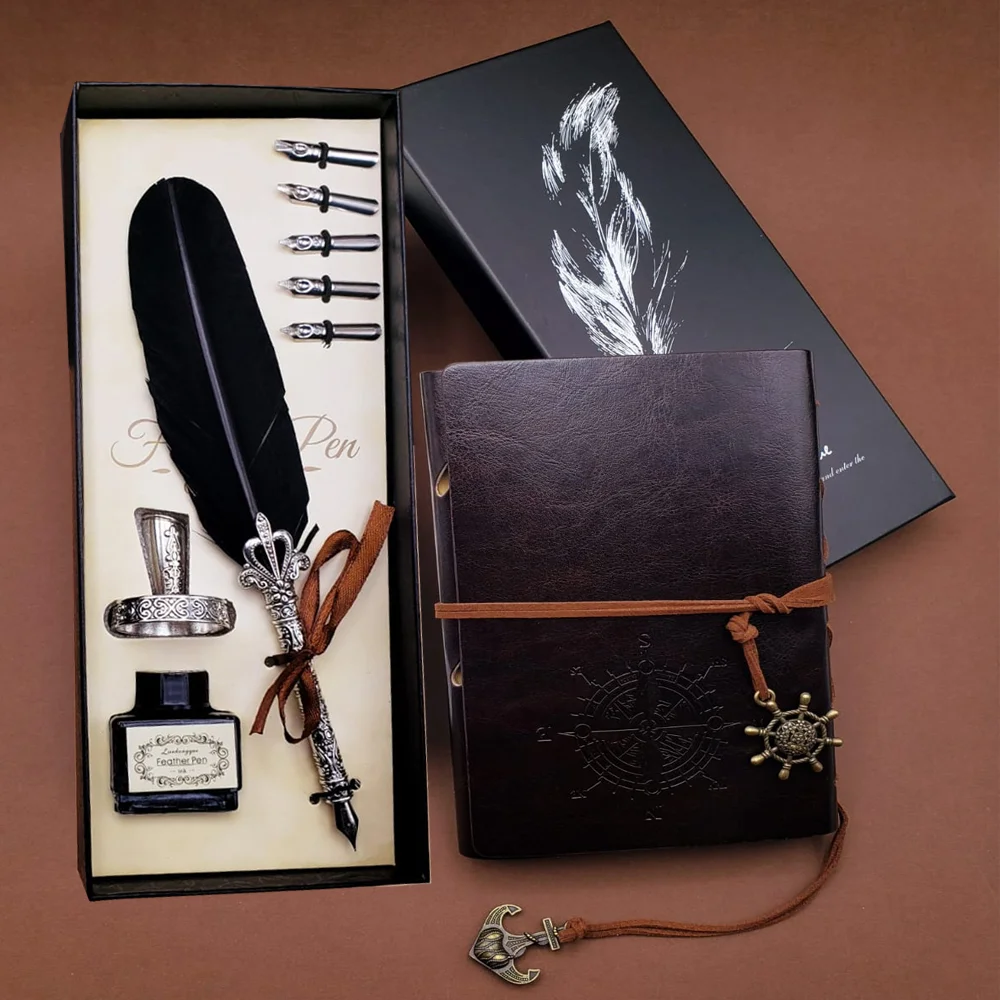 Tüylü Kalem ve Deri Defter Set 646 Tüylü Kalem ve Deri Defter Set 646