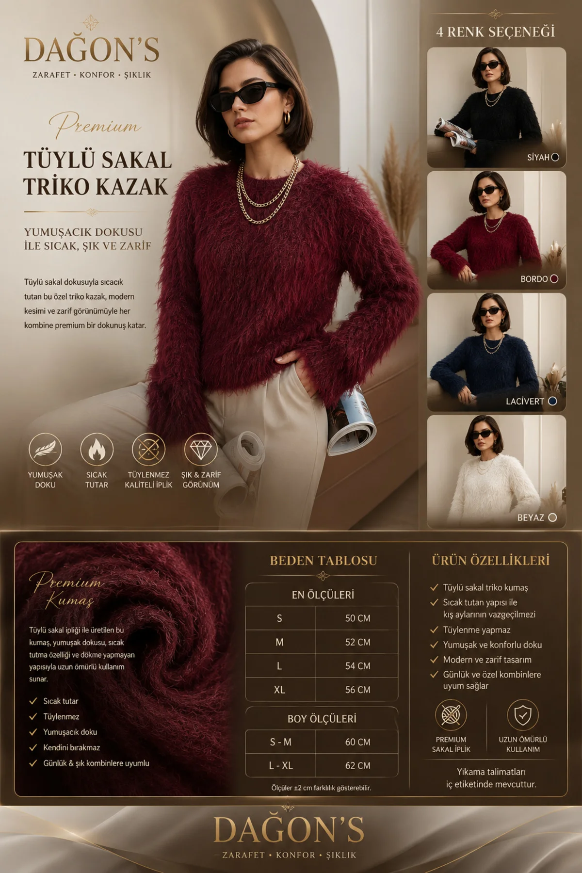 Tüylü Sakal Triko Kazak