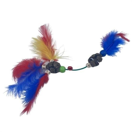 Tüylü Tahta Boncuklu Zilli Kedi Oyuncağı Çok Renkli Kedi Oyuncak Tüylü Tahta Boncuklu Zilli Kedi Oyuncağı Çok Renkli Kedi Oyuncak