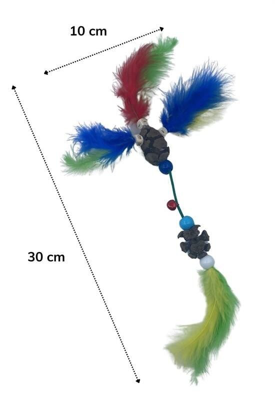 Tüylü Tahta Boncuklu Zilli Kedi Oyuncağı Çok Renkli Kedi Oyuncak Tüylü Tahta Boncuklu Zilli Kedi Oyuncağı Çok Renkli Kedi Oyuncak