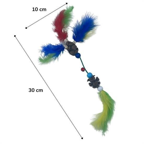 Tüylü Tahta Boncuklu Zilli Kedi Oyuncağı Çok Renkli Kedi Oyuncak Tüylü Tahta Boncuklu Zilli Kedi Oyuncağı Çok Renkli Kedi Oyuncak