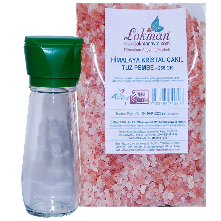 Tuz Karabiber Değirmeni + Himalaya Çakıl Tuz Pembe 250 Gr - Mutfak Baharat Seti