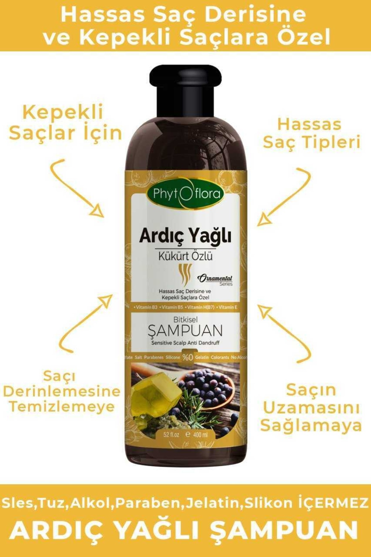 Tuzsuz Hassas Saç Derisine Ve Kepekli Saçlara Özel Ardıç Yağlı Bi