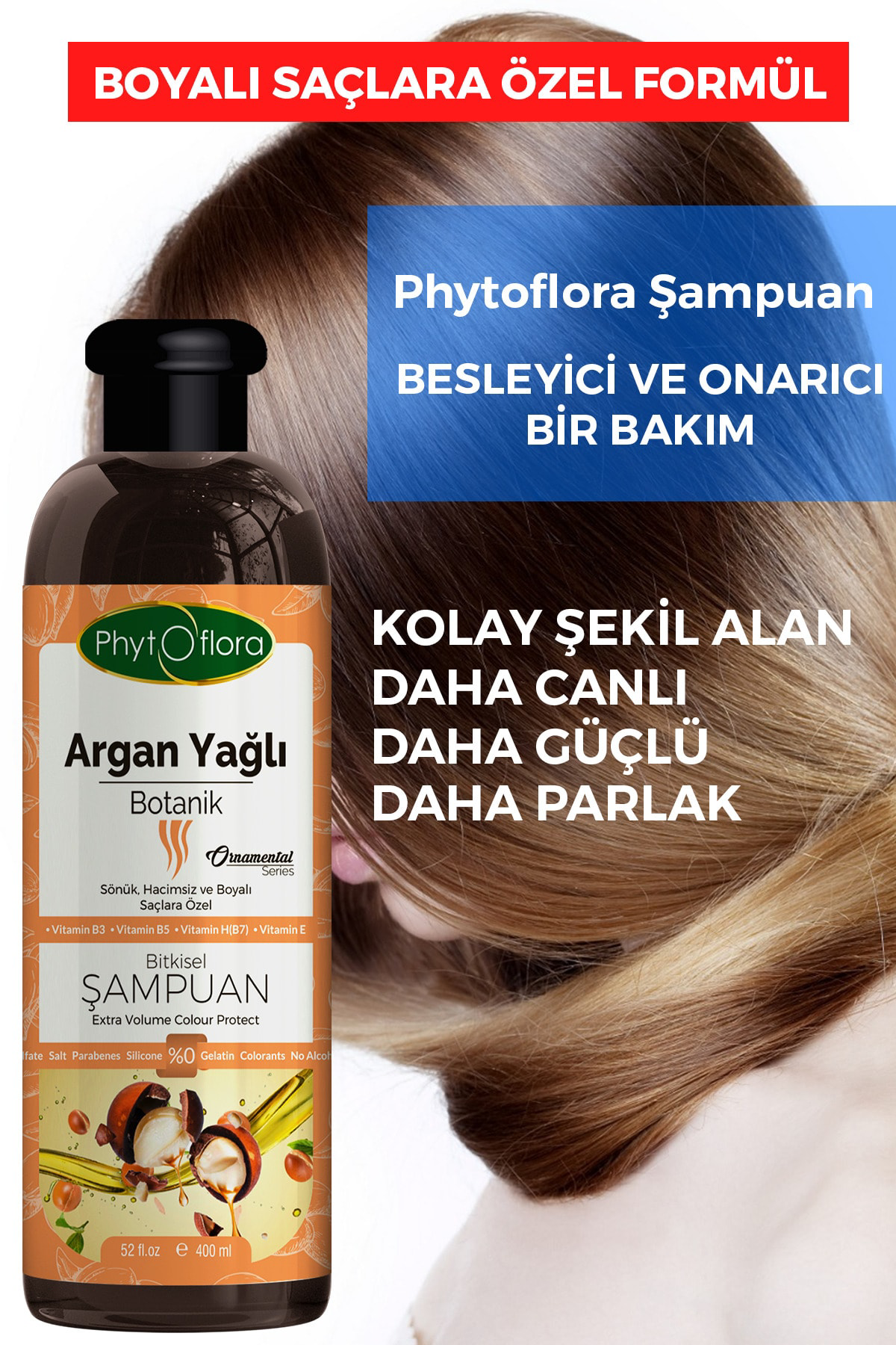 Phytoflora Tuzsuz Hassas Sönük Hacimsiz Ve Boyalı Saçlara Özel Argan Yağlı B