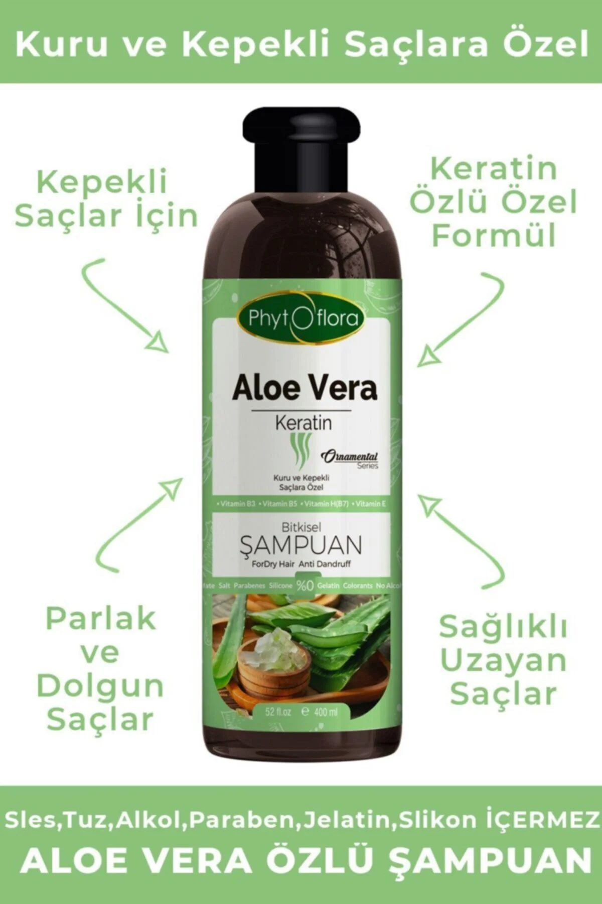 Tuzsuz Kuru Ve Kepekli Saçlara Özel Aloe Vera Ve Keratin Ilaveli 