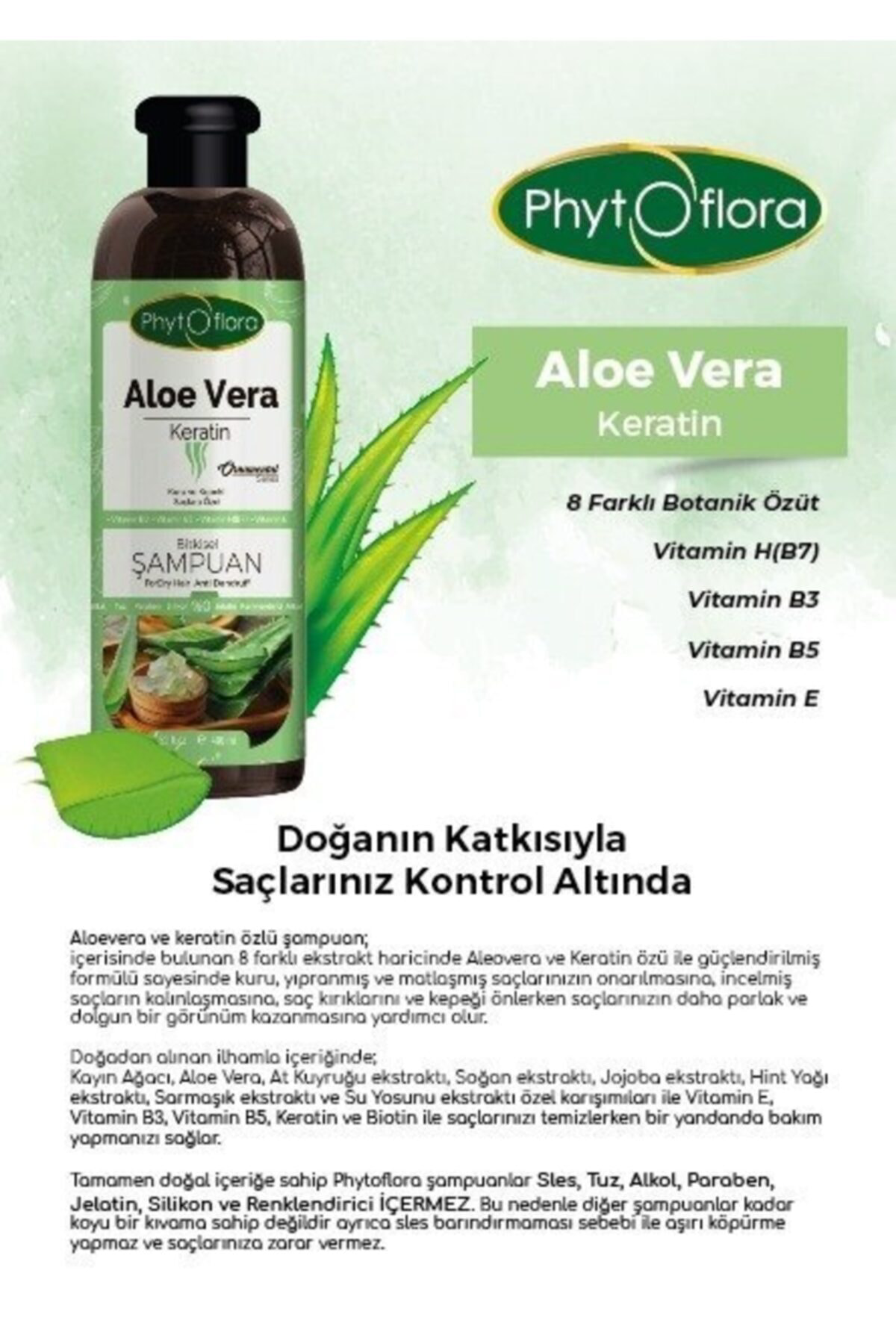 Phytoflora Tuzsuz Kuru Ve Kepekli Saçlara Özel Aloe Vera Ve Keratin İlaveli
