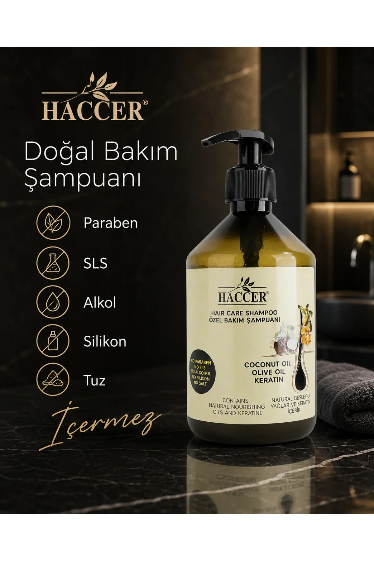 Tuzsuz Sülfatsız Parabensiz Zeytinyağı Hindistan Cevizi Keratin Ş