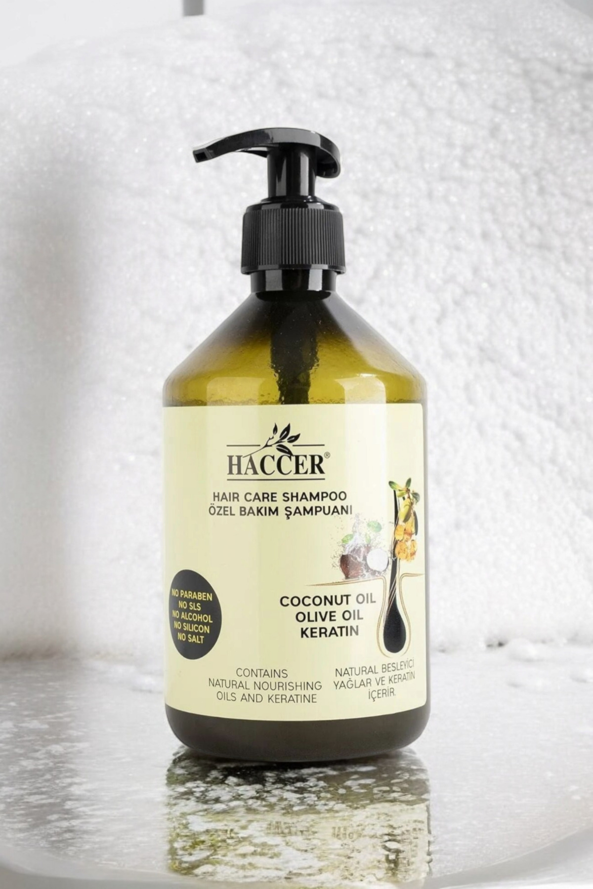 Haccer Tuzsuz Sülfatsız Parabensiz Zeytinyağı Hindistan Cevizi Keratin Ş