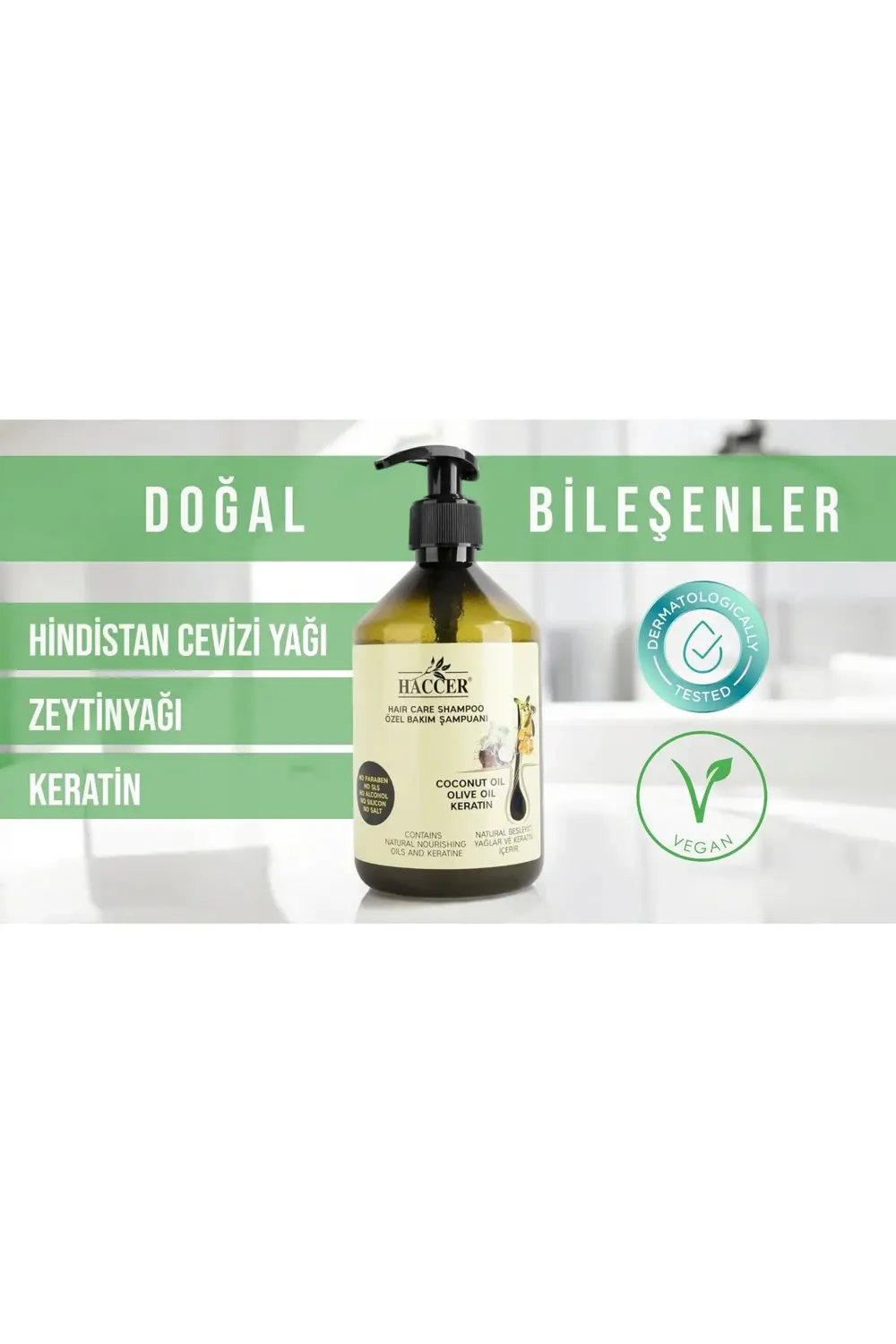 Tuzsuz Sülfatsız Parabensiz Zeytinyağı Hindistan Cevizi Keratin Ş