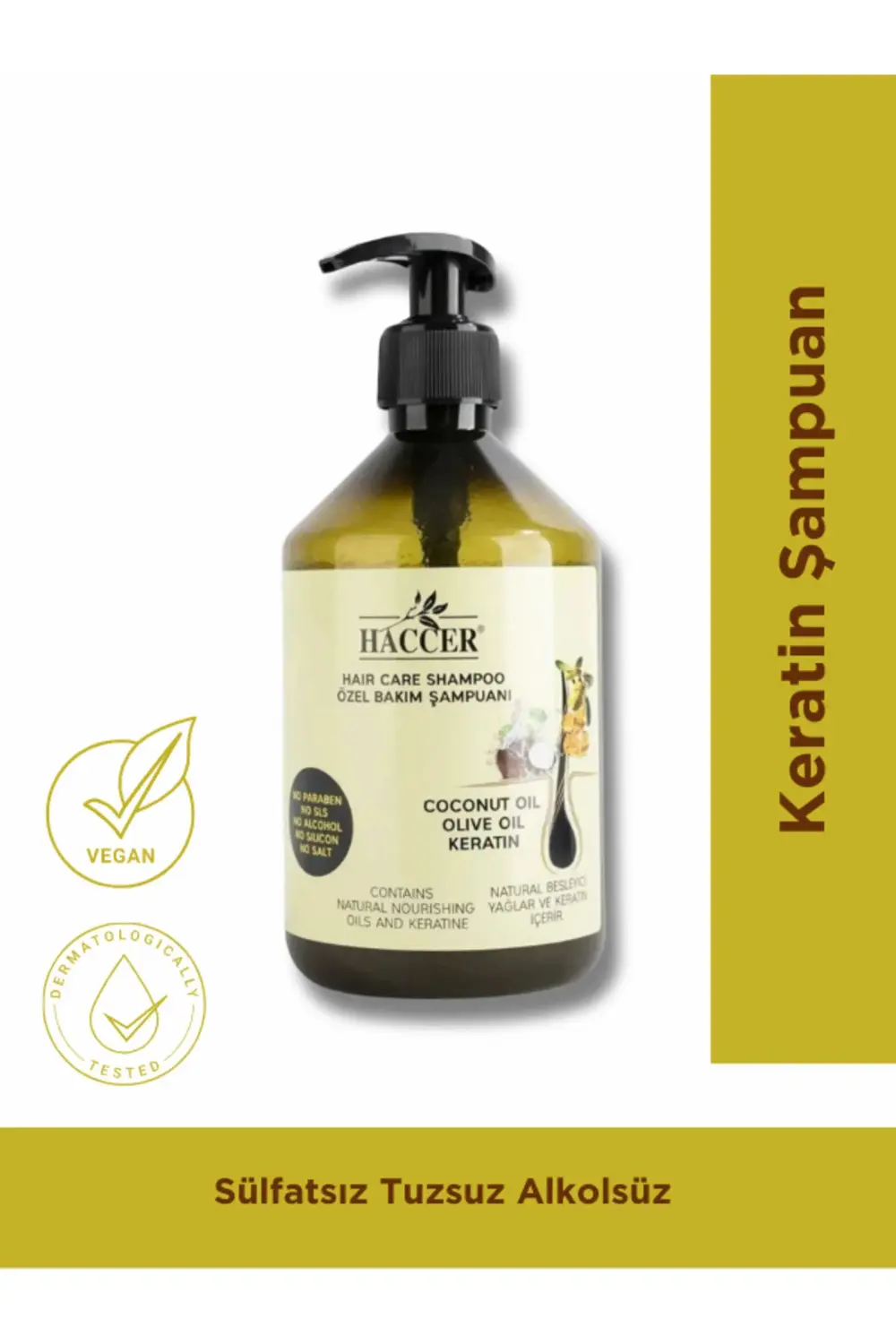 Tuzsuz Sülfatsız Parabensiz Zeytinyağı Hindistan Cevizi Keratin Ş
