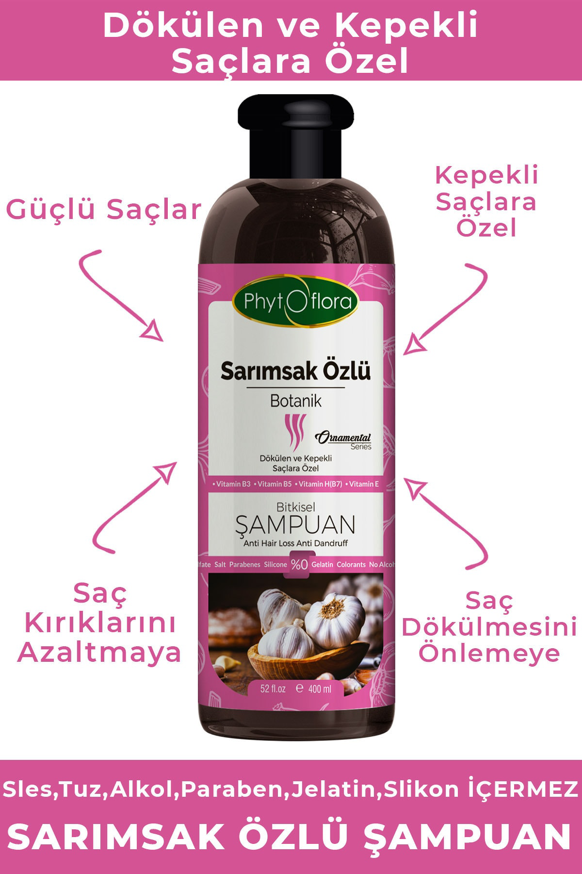 Tuzsuz Yağlı Ve Dökülen Ve Kepekli Saçlara Özel Sarımsak Özlü Bit