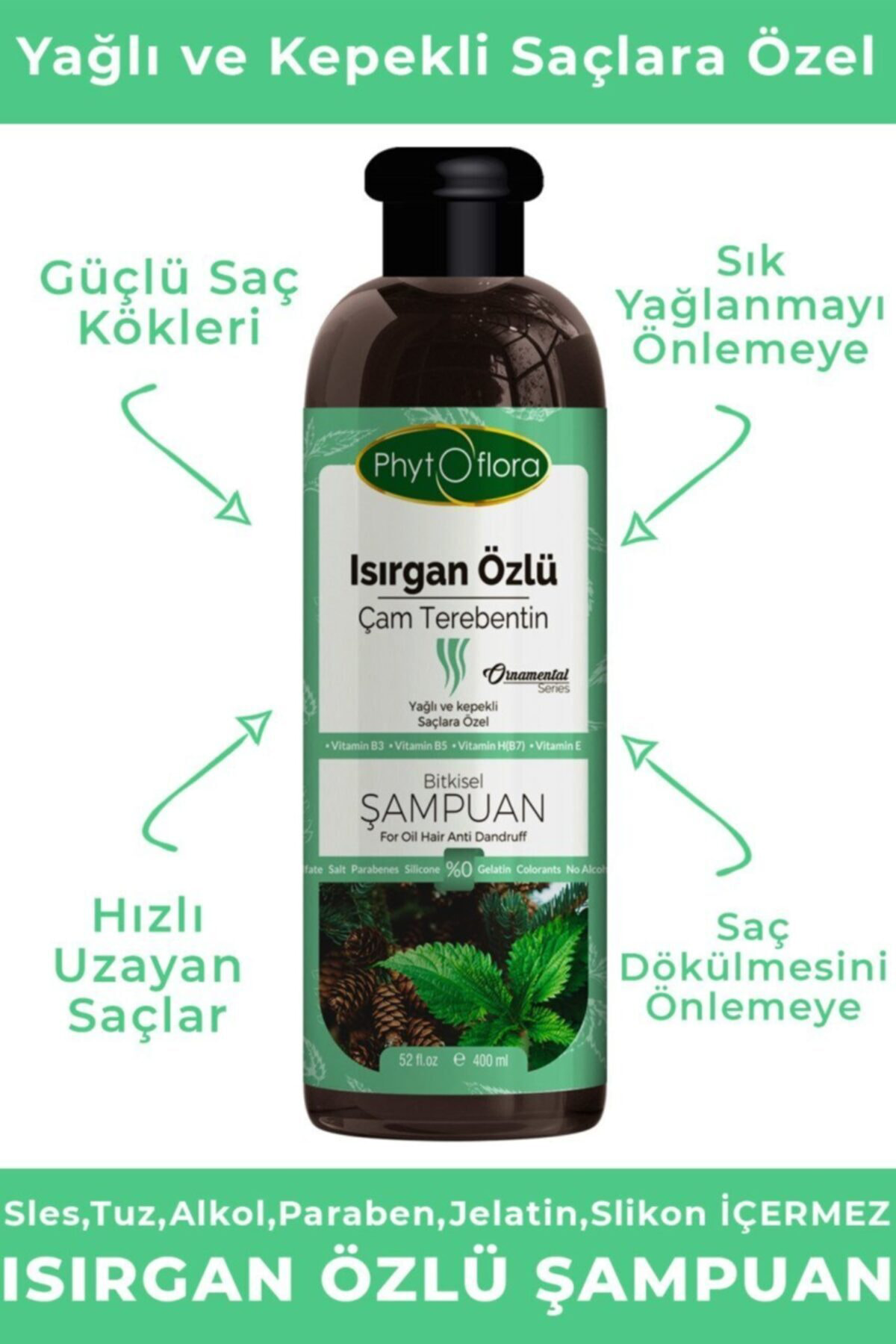 Tuzsuz Yağlı Ve Kepekli Saçlara Özel Isırgan Özlü Bitkisel Şampua