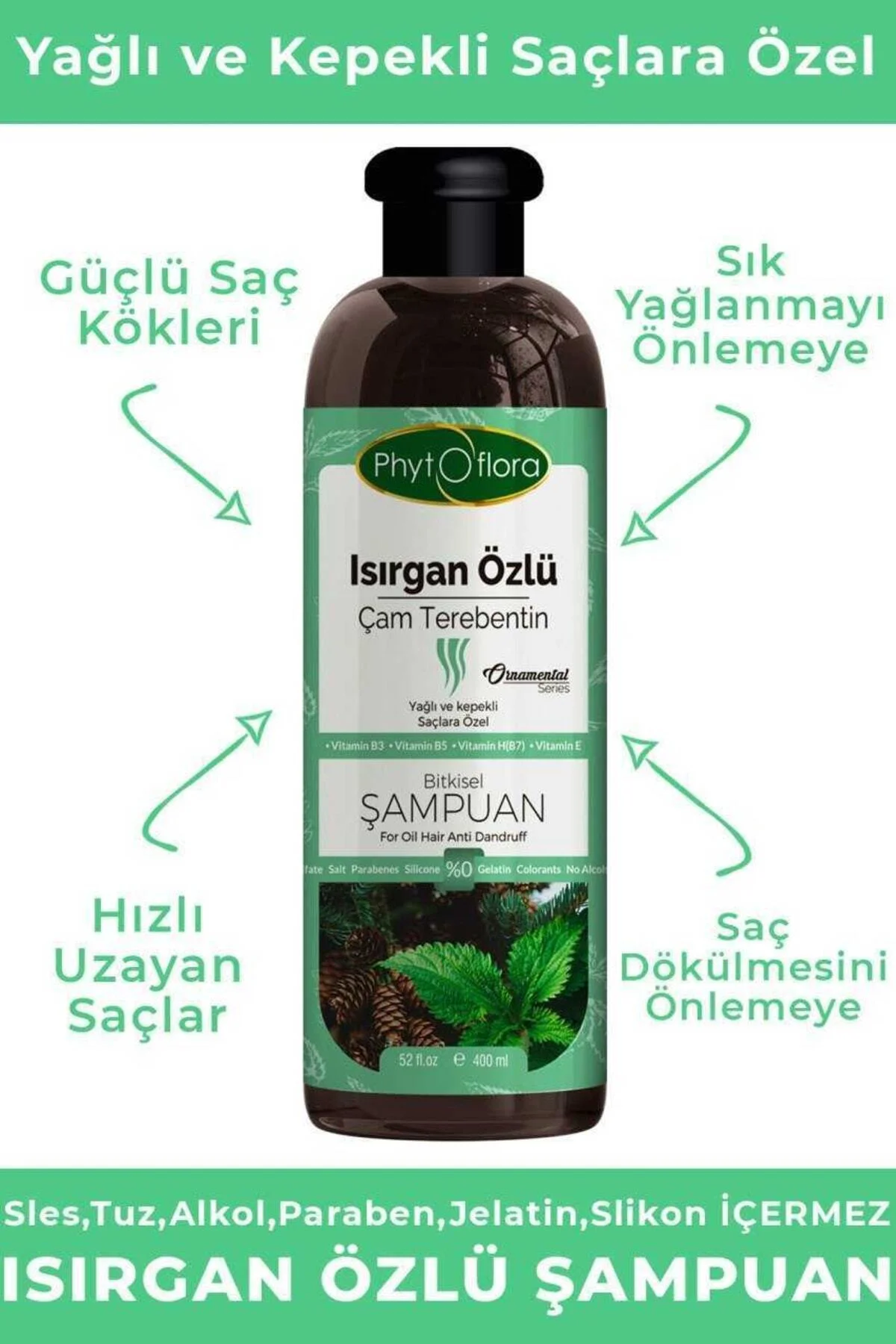 Tuzsuz Yağlı Ve Kepekli Saçlara Özel Isırgan Özlü Bitkisel Şampua