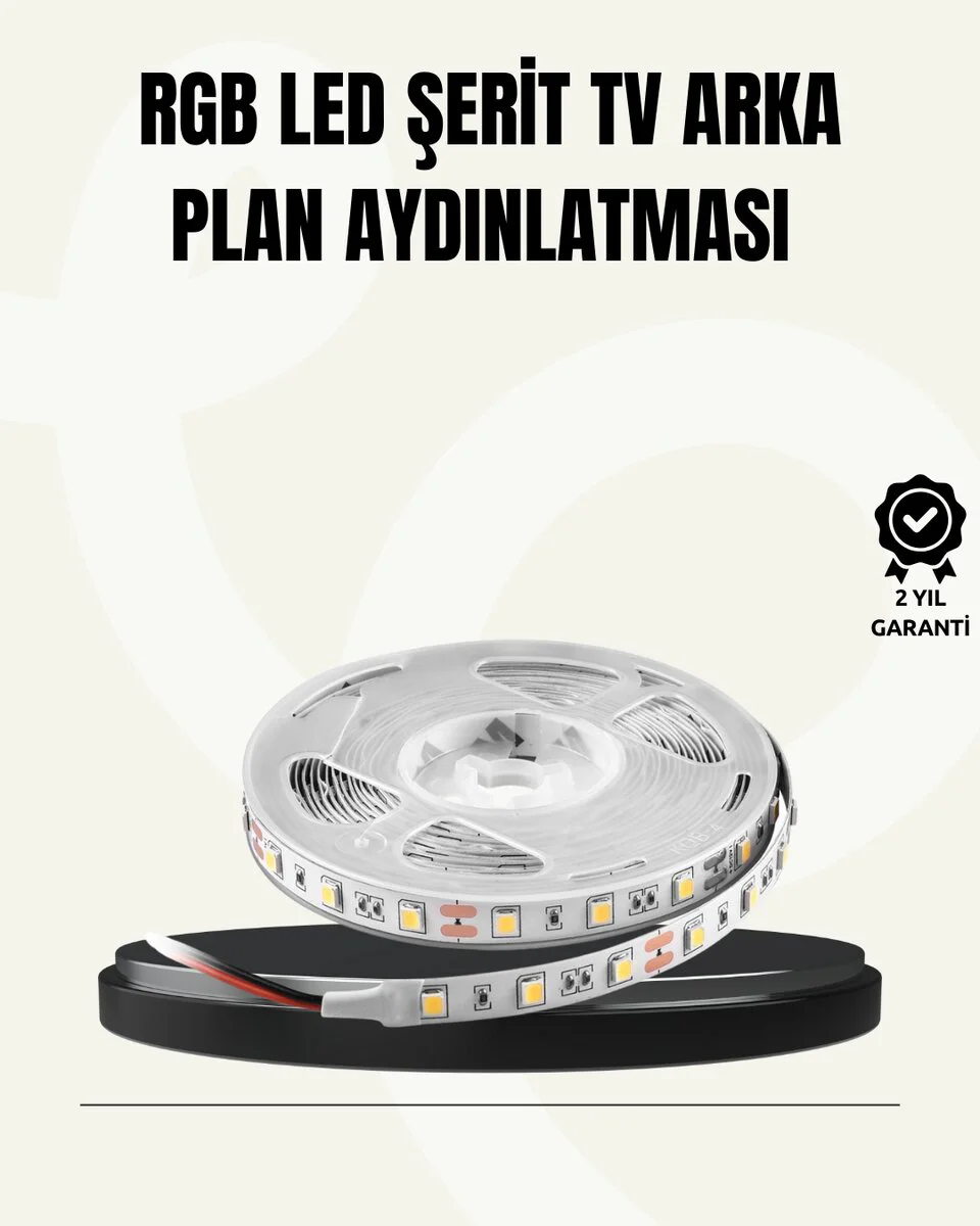 TV Arkası LED Şerit Işık Otomatik Açma Kapama Özellikli 2mt