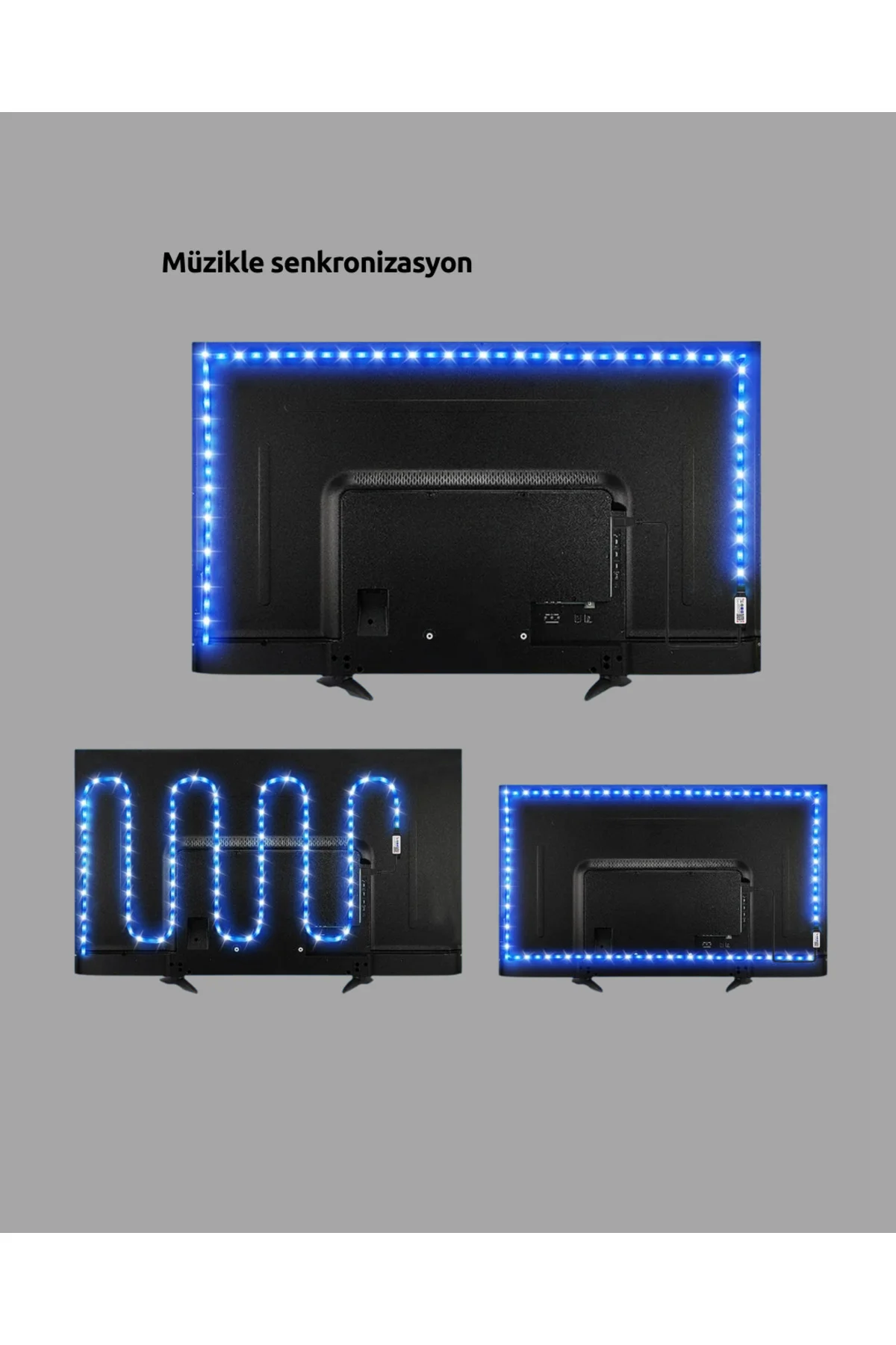 TV Arkası LED Şerit Işık Otomatik Açma Kapama Özellikli 2mt