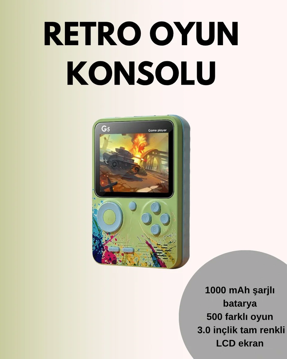 TV Bağlantılı 500 Oyunlu Mini Gameboy Konsol - Retro Dönüşüm Eğlencesi