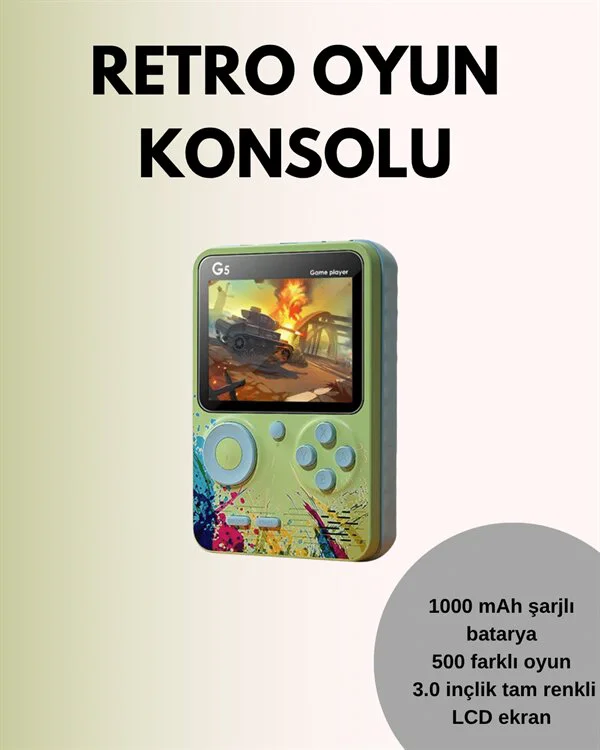 TV Bağlantılı 500 Oyunlu Mini Gameboy Konsol - Retro Eğlence ve Doğrudan TV Üzerinden Oynama