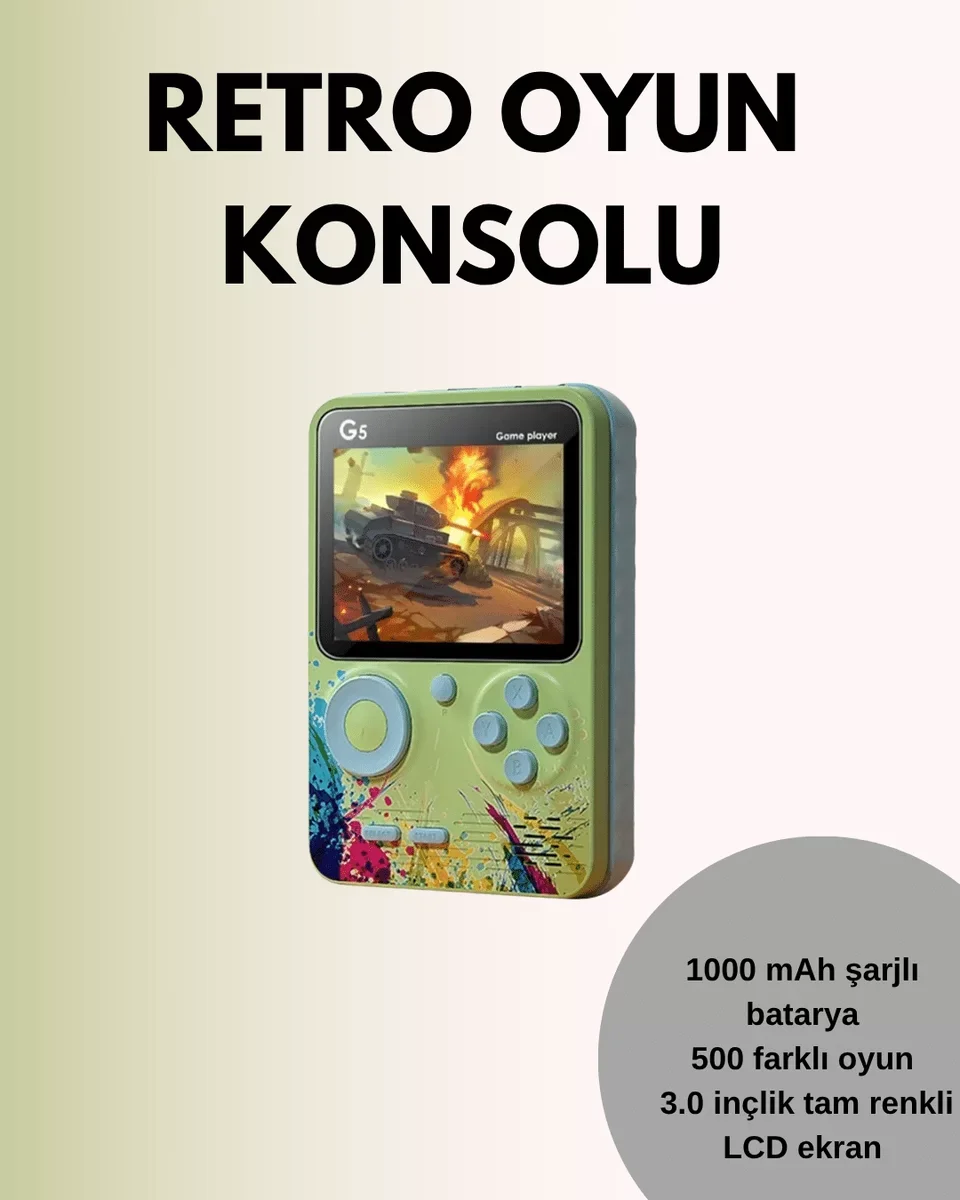TV Bağlantılı 500 Oyunlu Mini Gameboy Konsol - Retro Eğlence ve Modern Bağlantı