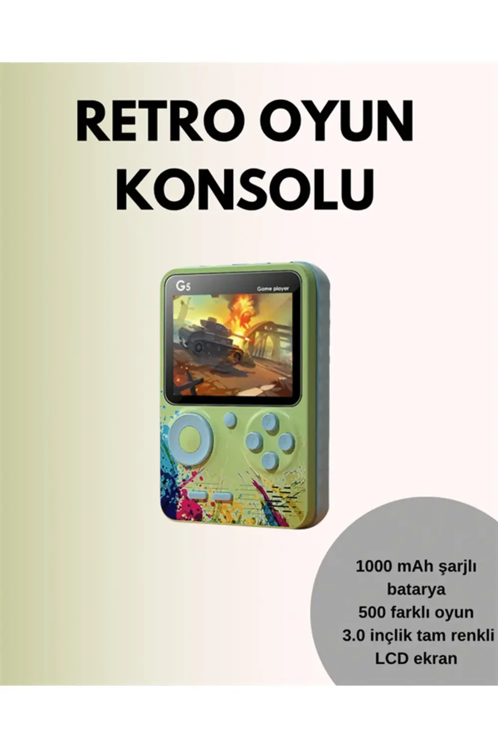 TV Bağlantılı 500 Oyunlu Mini Gameboy Konsol