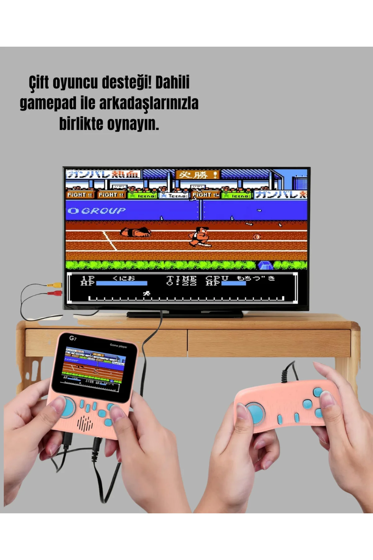 TV Bağlantılı Çift Oyunculu Şarjlı Retro Gamepad Seti