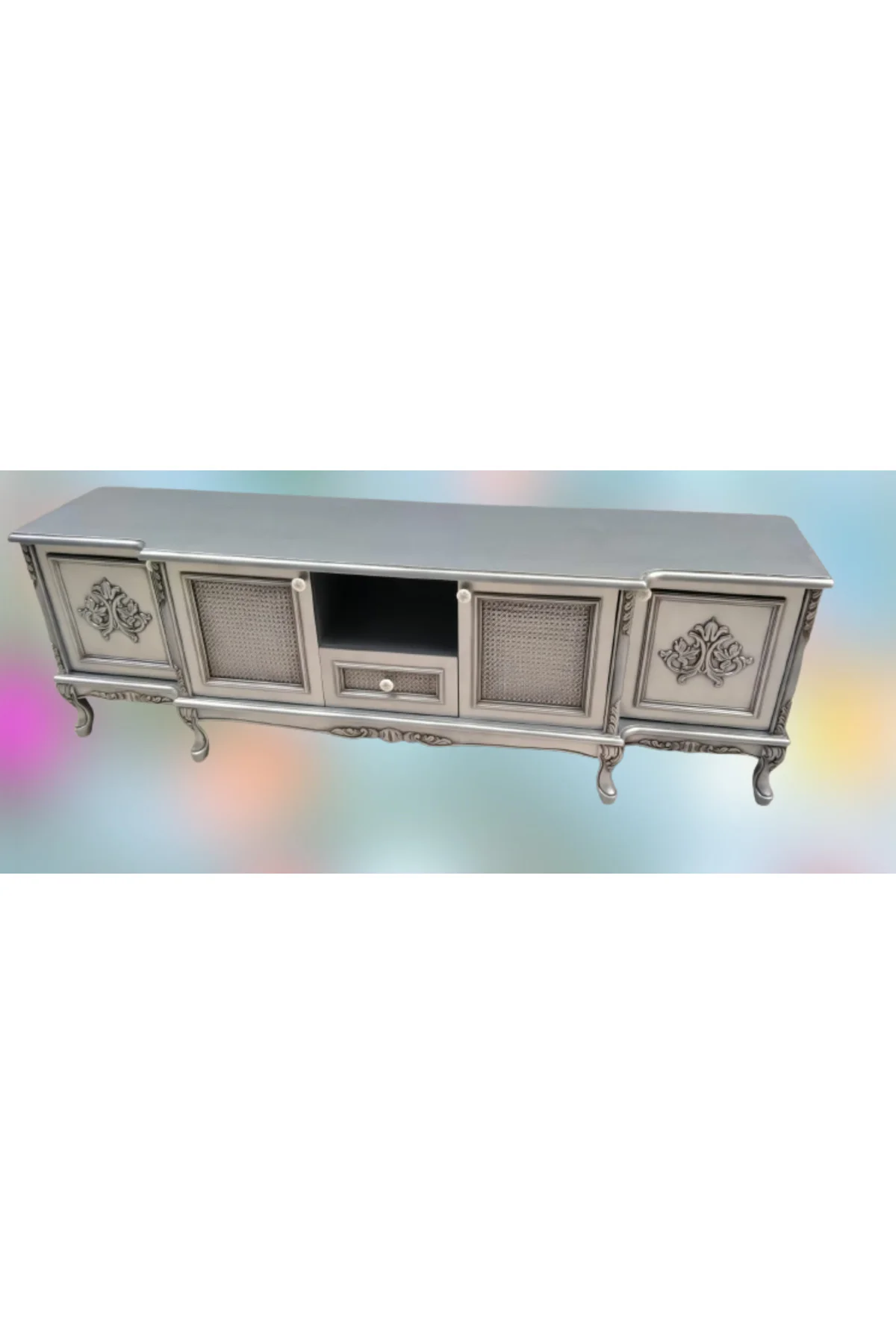 Tv Sehpa 11098 ST Lüx Hasır Model Kayın Aslan Ayak Oyma Gri Gölge Varak El Yapım Tv Sehpa 11098 ST Lüx Hasır Model Kayın Aslan Ayak Oyma Gri Gölge Varak El Yapım - Görsel 6