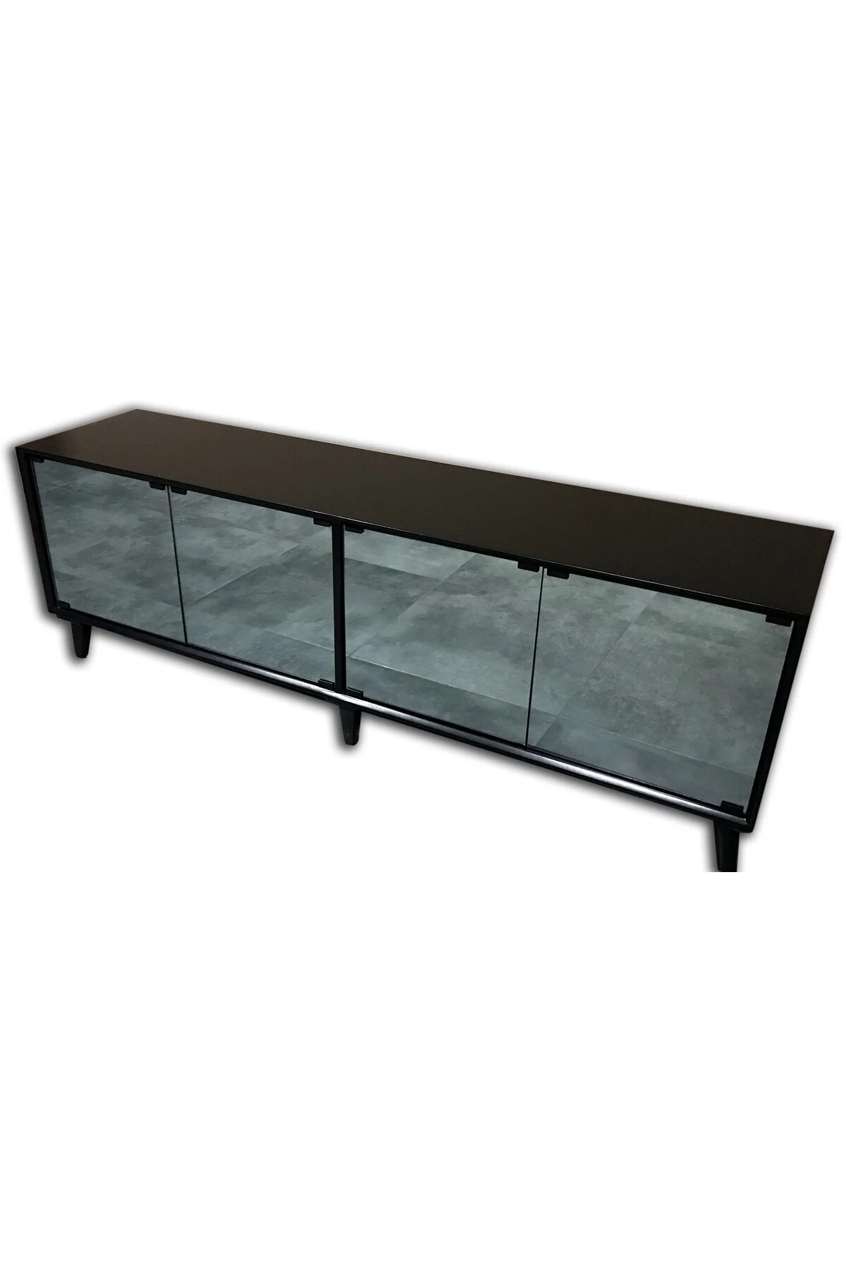 TV Sehpa 13722 ST Modern Konik Ayna Parlak Gri modern Kayın etro ayak 160 Elyapı - Görsel 4