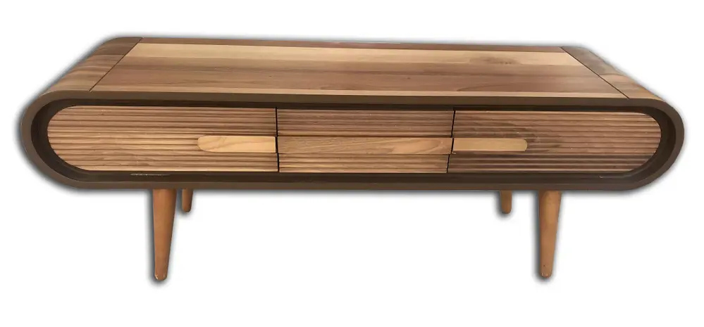 Tv Sehpa ST 13694 Eğik BOMBE Model Ahşap Kayın RETRO Ayak Parlak 