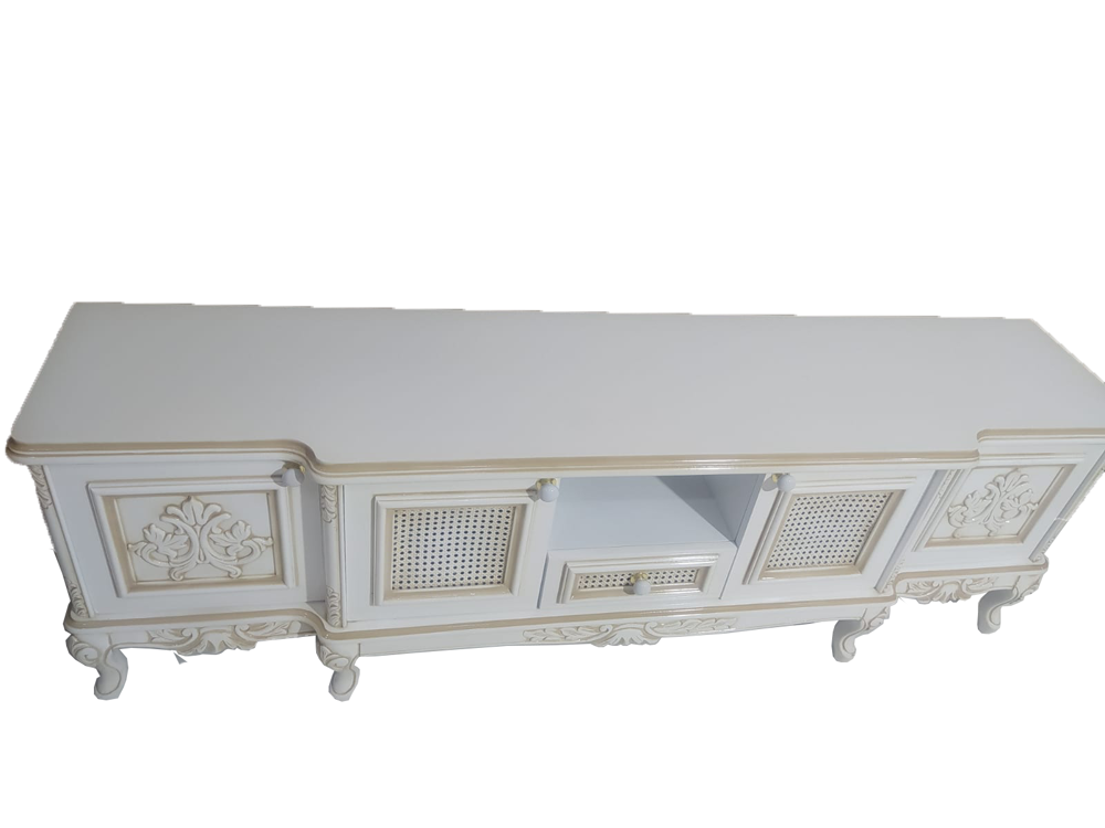 Tv Sehpa ST 17346 Klasik Hasır Model Kayın Aslan Ayak Oyma Nakış 