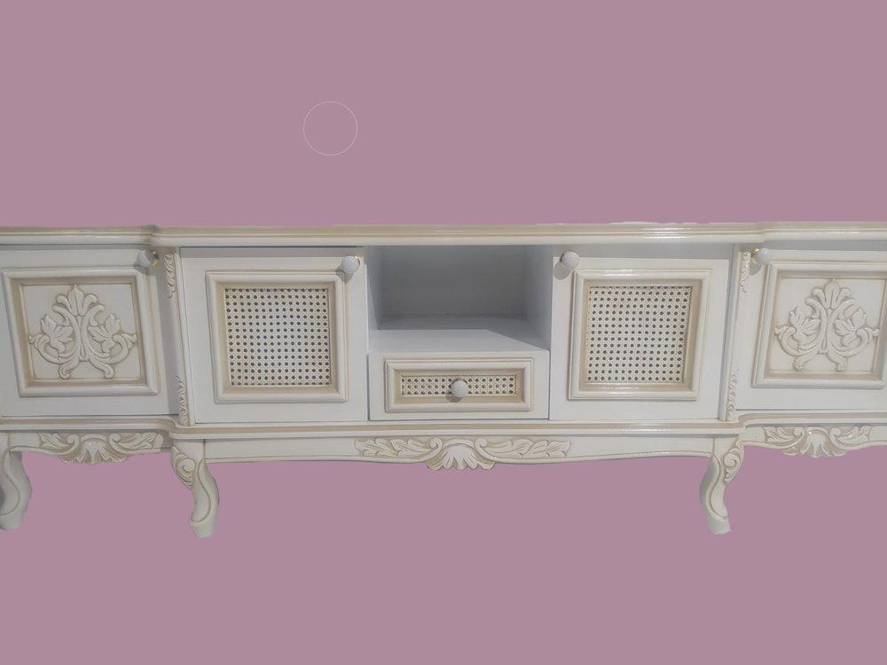 Tv Sehpa ST 17346 Klasik Hasır Model Kayın Aslan Ayak Oyma Nakış 