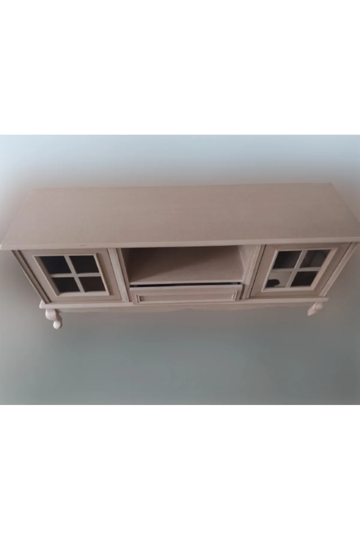 Tv Sehpa ST 17419 Windovs Nakış Klasik Model Kayın ASLAN Ayak HAM Renk El Yapım - Görsel 8