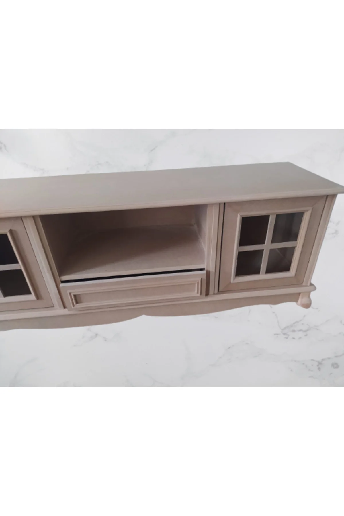 Tv Sehpa ST 17419 Windovs Nakış Klasik Model Kayın ASLAN Ayak HAM Renk El Yapım - Görsel 7