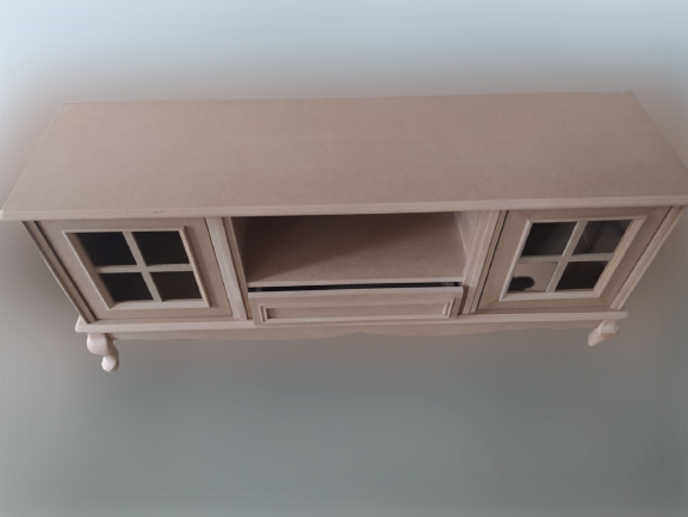 Tv Sehpa ST 17420 Pencere Nakış Klasik Model Kayın ASLAN Ayak HAM