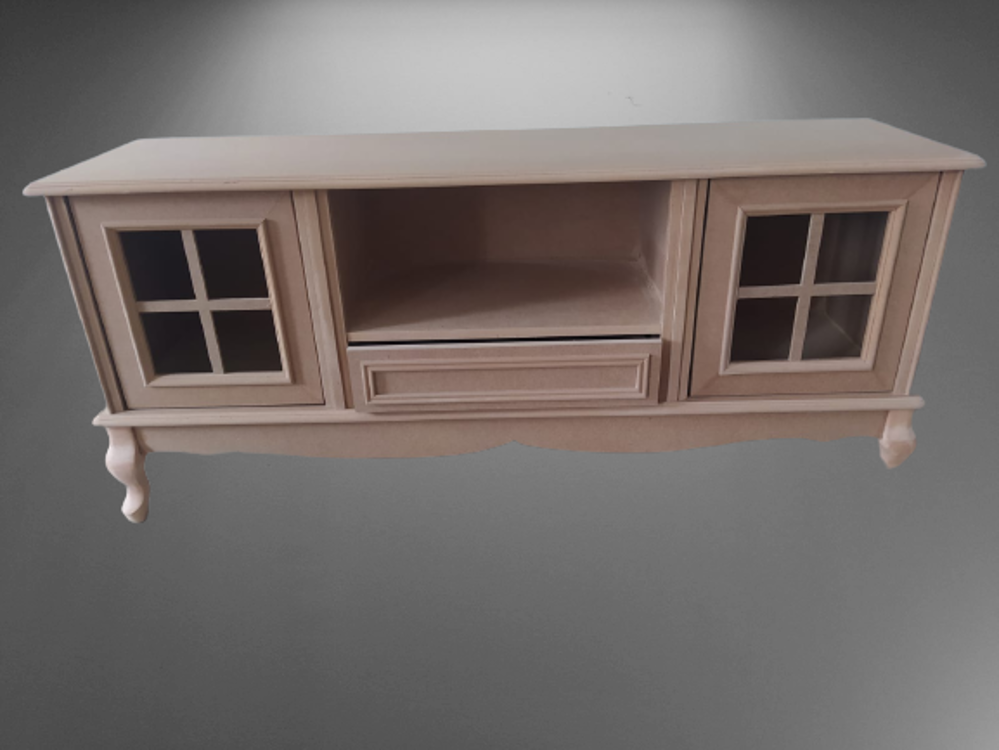 Tv Sehpa ST 17420 Pencere Nakış Klasik Model Kayın ASLAN Ayak HAM