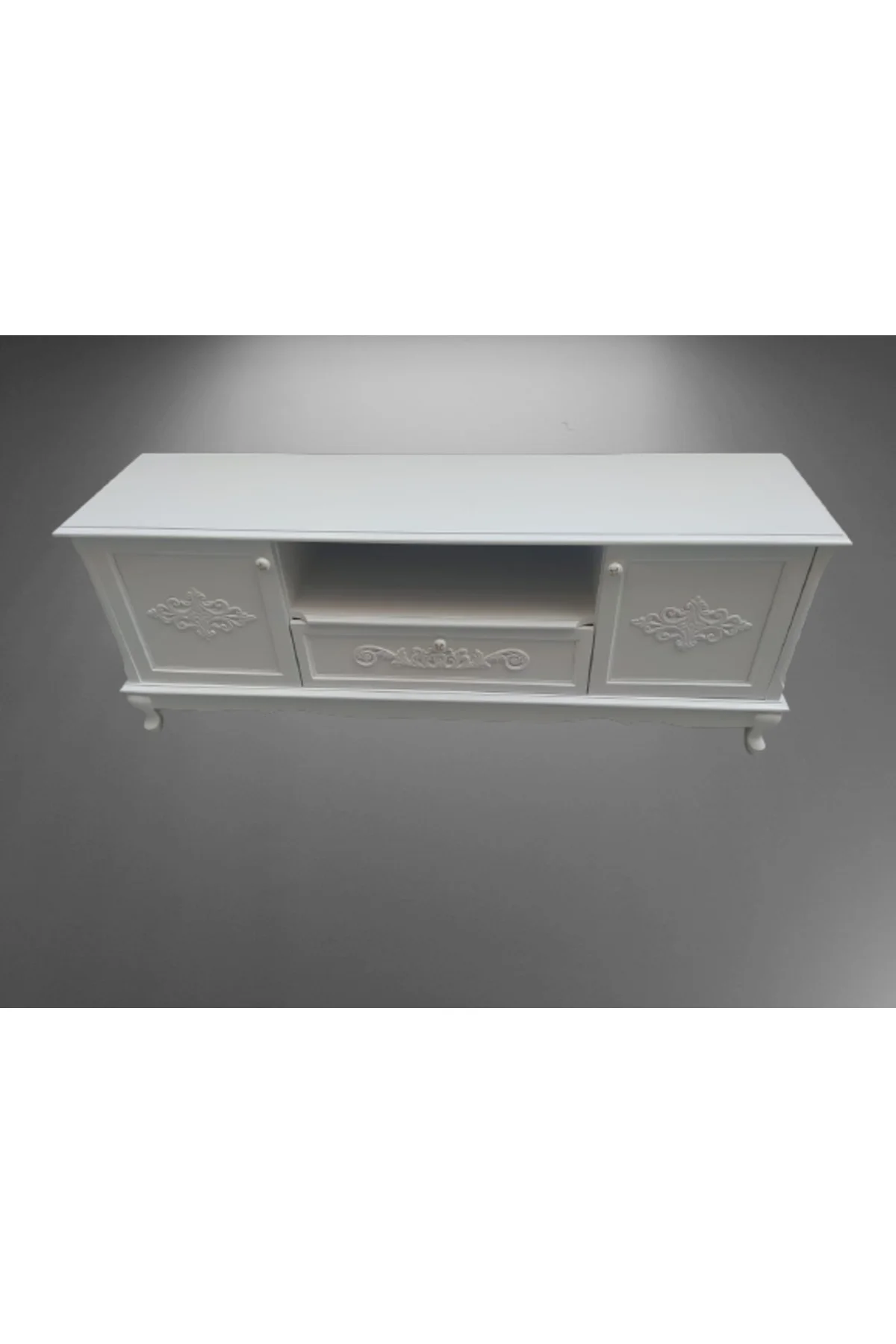 Tv Sehpa ST 17448 Klasik Nakış Model Kayın Aslan Ayak Oyma Beyaz Renk El Yapım Tv Sehpa ST 17448 Klasik Nakış Model Kayın Aslan Ayak Oyma Beyaz Renk El Yapım - Görsel 6