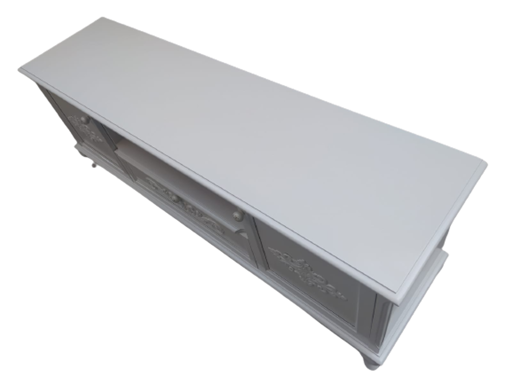 Tv Sehpa ST 17448 Klasik Nakış Model Kayın Aslan Ayak Oyma Beyaz 