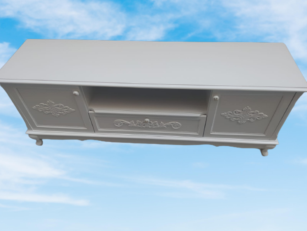 Tv Sehpa ST 17448 Klasik Nakış Model Kayın Aslan Ayak Oyma Beyaz 