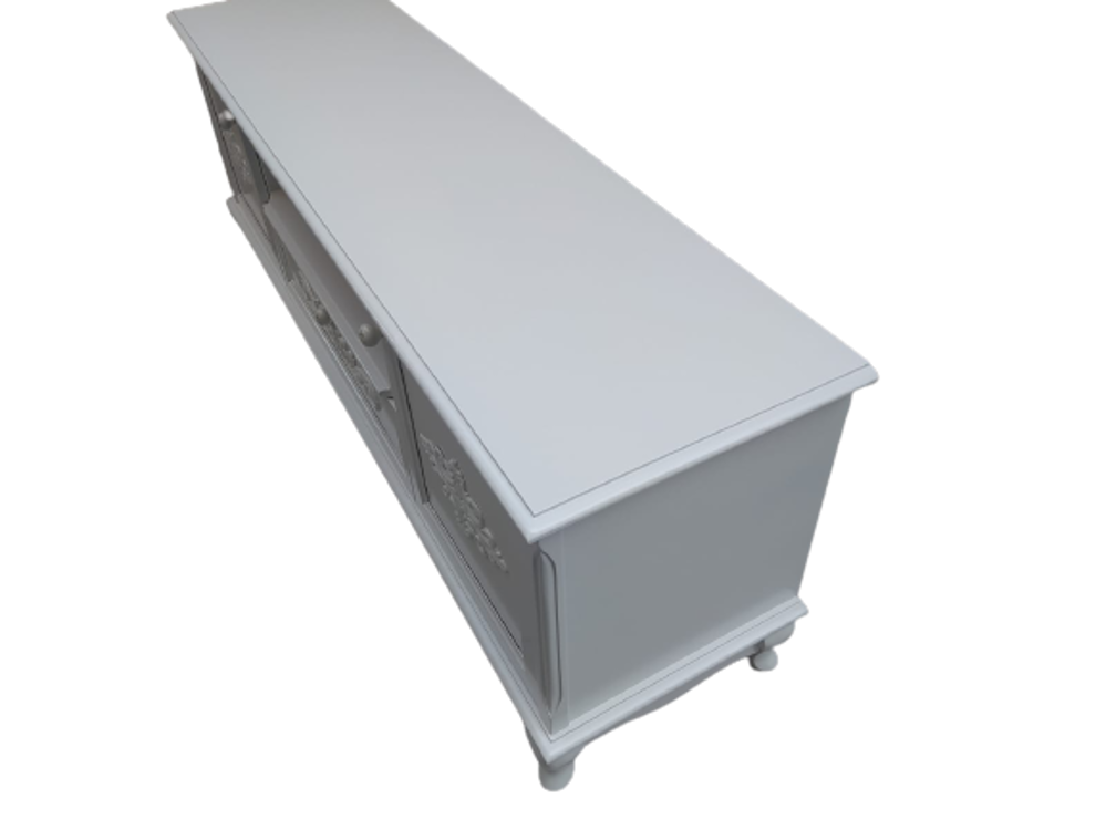 Tv Sehpa ST 17448 Klasik Nakış Model Kayın Aslan Ayak Oyma Beyaz 