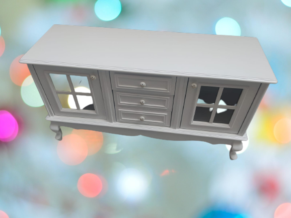 Tv Sehpa ST 17449 Pencere Model Ahşap Kayın Aslan Ayak Beyaz Renk