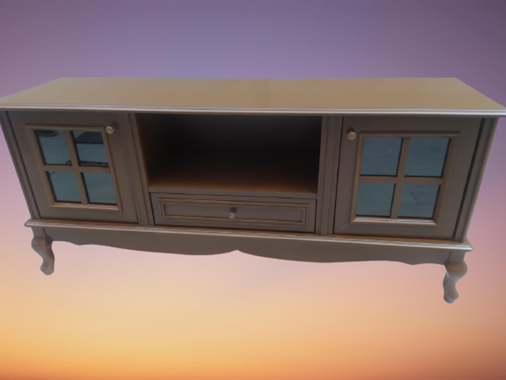 Tv Sehpa ST 17450 Pencere Model Ahşap Kayın Aslan Ayak Parlak Cev