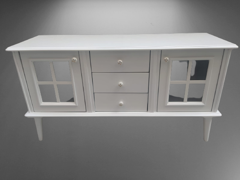 Tv Sehpa ST 17451 Pencere Model Ahşap Kayın Retro Ayak Parlak Cev