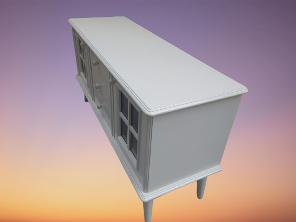 Tv Sehpa ST 17451 Pencere Model Ahşap Kayın Retro Ayak Parlak Cev