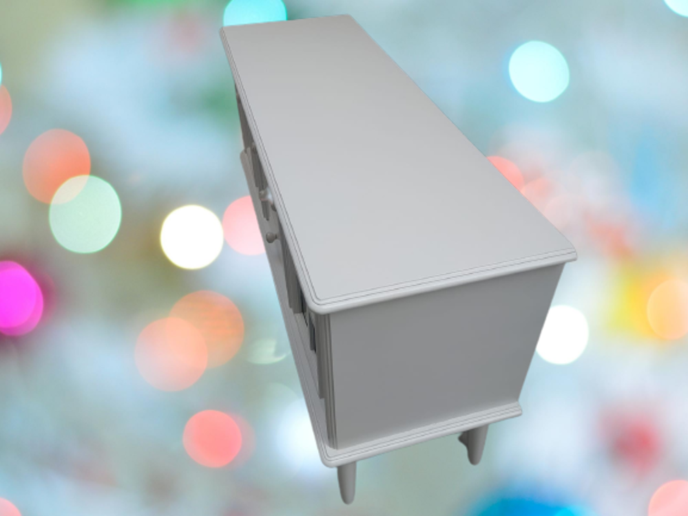 Tv Sehpa ST 17451 Pencere Model Ahşap Kayın Retro Ayak Parlak Cev