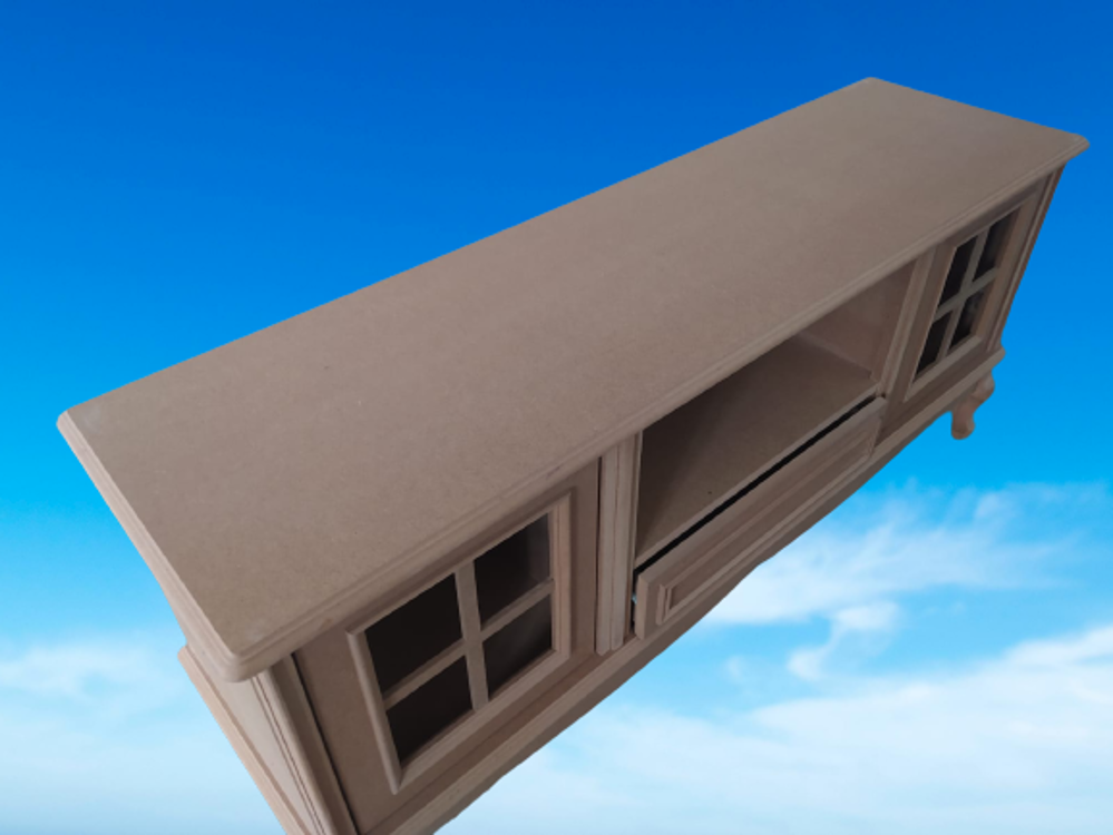 Tv Sehpa ST 17453 Pencere Klasik Model Ahşap Kayın Aslan Ayak HAM