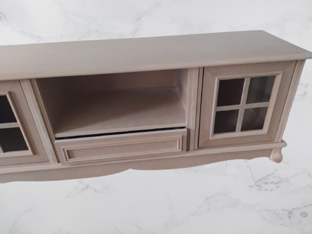 Tv Sehpa ST 17453 Pencere Klasik Model Ahşap Kayın Aslan Ayak HAM