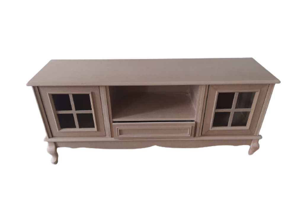 Tv Sehpa ST 17453 Pencere Klasik Model Ahşap Kayın Aslan Ayak HAM