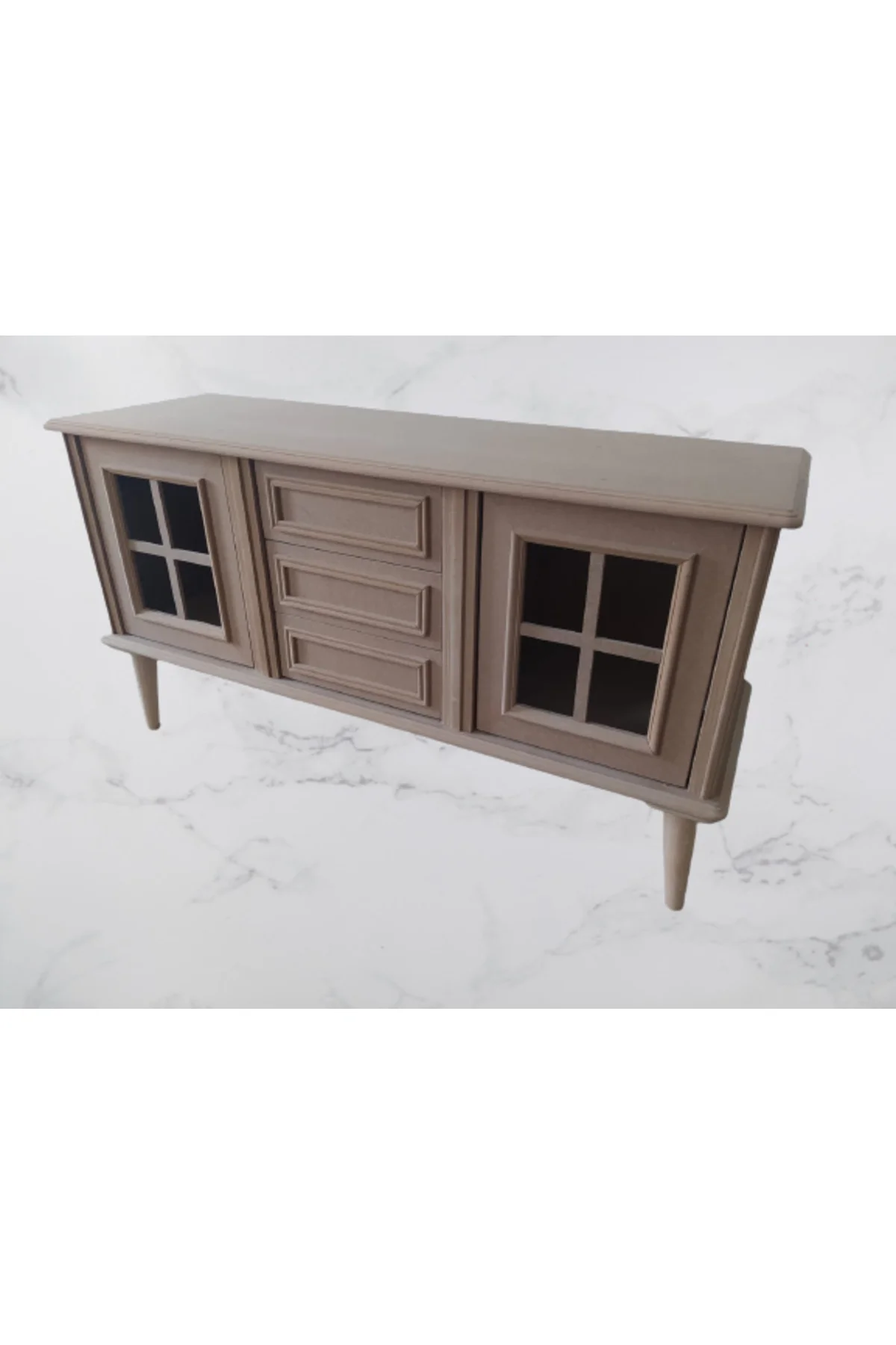 Tv Sehpa ST 17455 WİNDOVS Klasik Model Kayın Torna Retro Ayak HAM Renk El yapım - Görsel 5