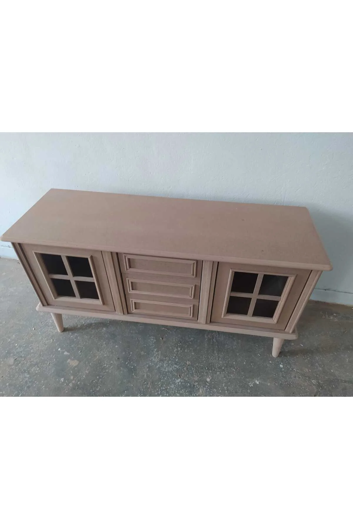 Tv Sehpa ST 17455 WİNDOVS Klasik Model Kayın Torna Retro Ayak HAM Renk El yapım - Görsel 7