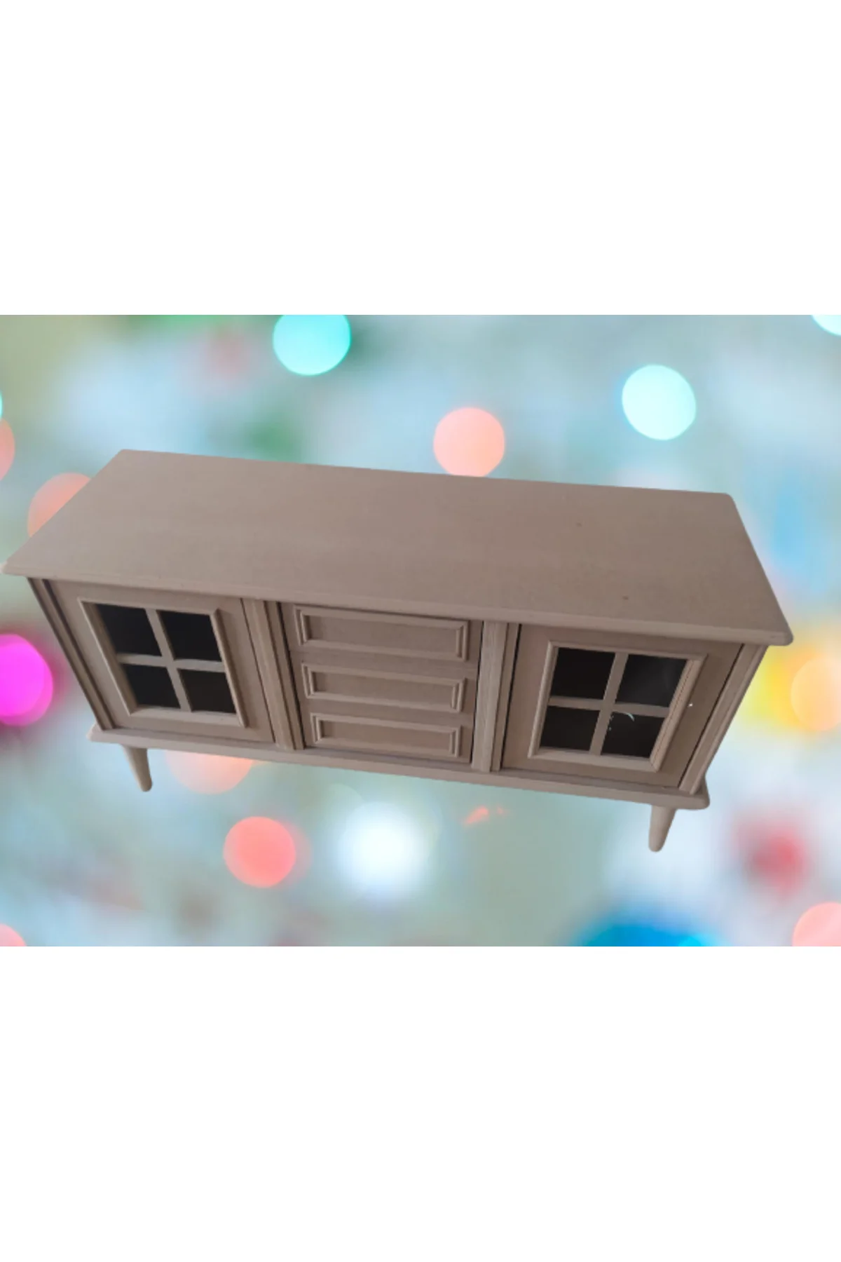 Tv Sehpa ST 17455 WİNDOVS Klasik Model Kayın Torna Retro Ayak HAM Renk El yapım - Görsel 8