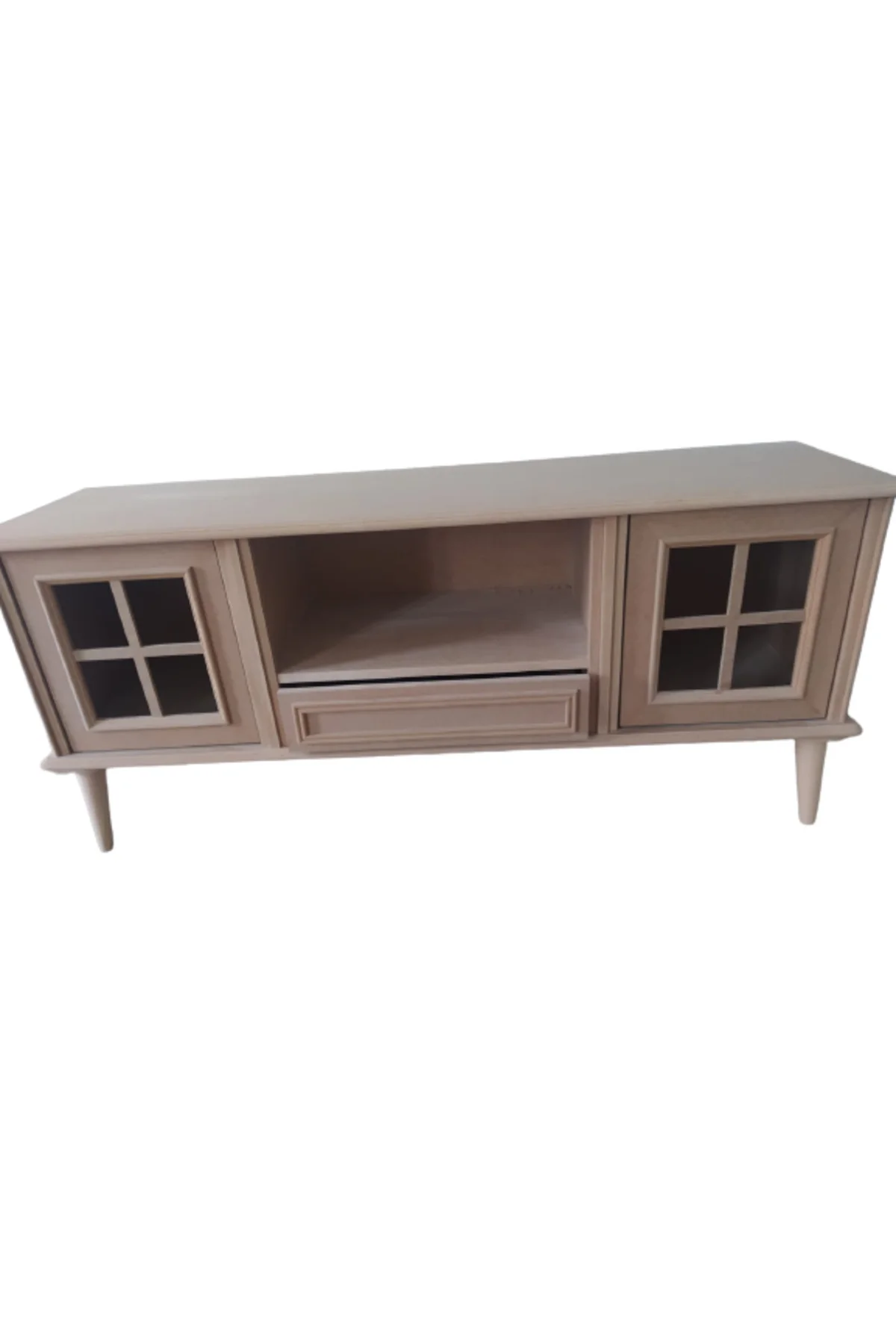Tv Sehpa ST 17458 Pencere Klasik Model Kayın Torna Retro Ayak HAM Renk El yapım - Görsel 5